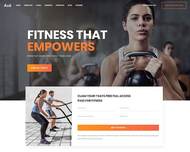 Mẫu website phòng tập gym 3